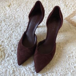 Vince burgundy suede heels